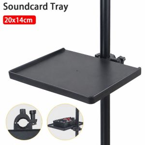 MIRELAE Adjustable Microphone Stand Clamp Universal Sound Card Tray Soundcard Tray for Live Streaming