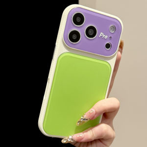 Dopamine Hit Color Shockproof Phone Case for iPhone 17 17pro max 16 Pro 15 14 13 Leather Bumper Simple Hard Acyrlic Armor Cover