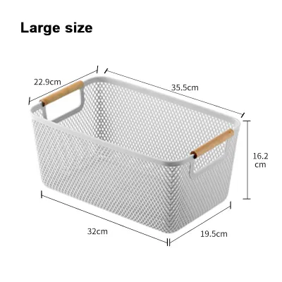 3PCS Wood Handle Snack Toy Household Kitchen Desktop Bathroom Makeup storage Box Basket Organizer