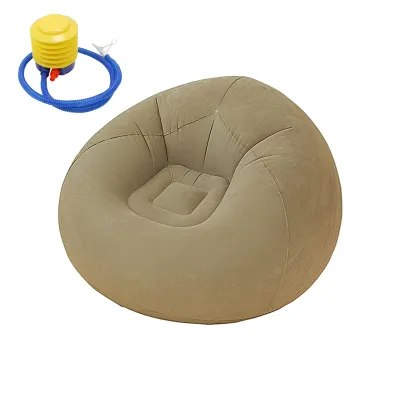 Inflatable Lazy Sofa Flocking Foldable Single Sleeping Seat Living Room Bedroom Leisure Chair Solo Beanbag Couch