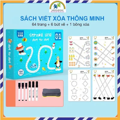 Đồ chơi trẻ em thông minh Freeship Sách viết vẽ xoá được - Tập tô vẽ thông minh xóa được 64 trang - Đồ chơi Giáo dục toàn diện Montessori cho bé 2-3-4-5 tuổi