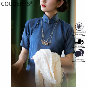 Cocoepps 2023 mùa hè cải tiến hàng ngày Cộng hòa Trung Quốc váy sườn xám khí chất trẻ thanh lịch Giảm béo Retro