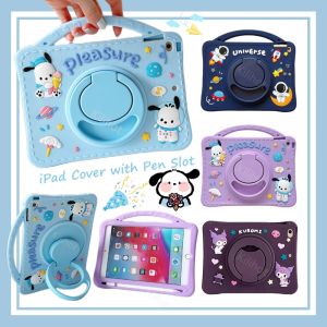 Kids IPad Air 5 4 3 2 1 Case with Pen Slot Cute Cartoon Ipad 10th 9th 8th 7th 6th 5th Gen Cover with Pencil Holder Mini 6 Shockproof Ipad Pro 11 10.5 9.7 10.9 10.2 Inch Case for Kids