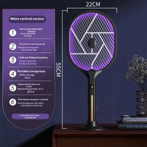 ZUOGUAN Electric Fly Swatter Mosquito Killer Lamp 2-in-1 Rechargeable Home Insect Zapper