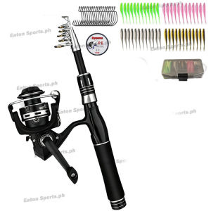 2.1m Portable Telescopic Fishing Rod Set with 5.2:1 Metal Spinning Reel Fishing Line & Lure Kit