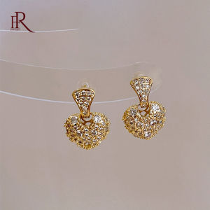 Frascati Celebrity Style Sweet Zircon Peach Heart Love Dangle Earrings For Woman Fashion Luxury Jewelry Unusual Earrings