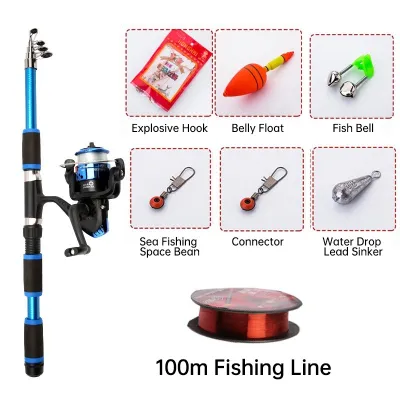 SYLPH Fishing Rod and Reel Set 1.8m Telesscopic Rod Spinning Fishing Reel Full Fishing Set Accessories Kit