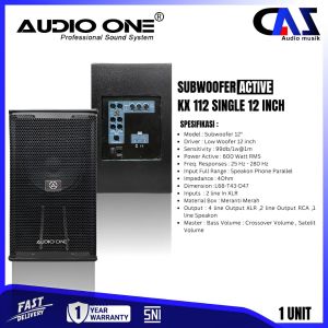 Subwoofer Audio One 12 inch KX112 ACTIVE SINGLE Rumahan Indoor Karoke 800 WATT Garansi Resmi | DMS