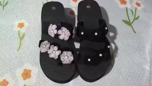 [Free Shipping] Spring And Summer Thick-Soled WomenS Large-Size Floral Wedge Sandals For Outdoor Wear Beach Slippers