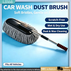Car Wash Dust Brush Soft Bristles Gentle on Paint Scratch-Free Wet & Dry Use Dust & Wax Cleaning Fits All Vehicles
