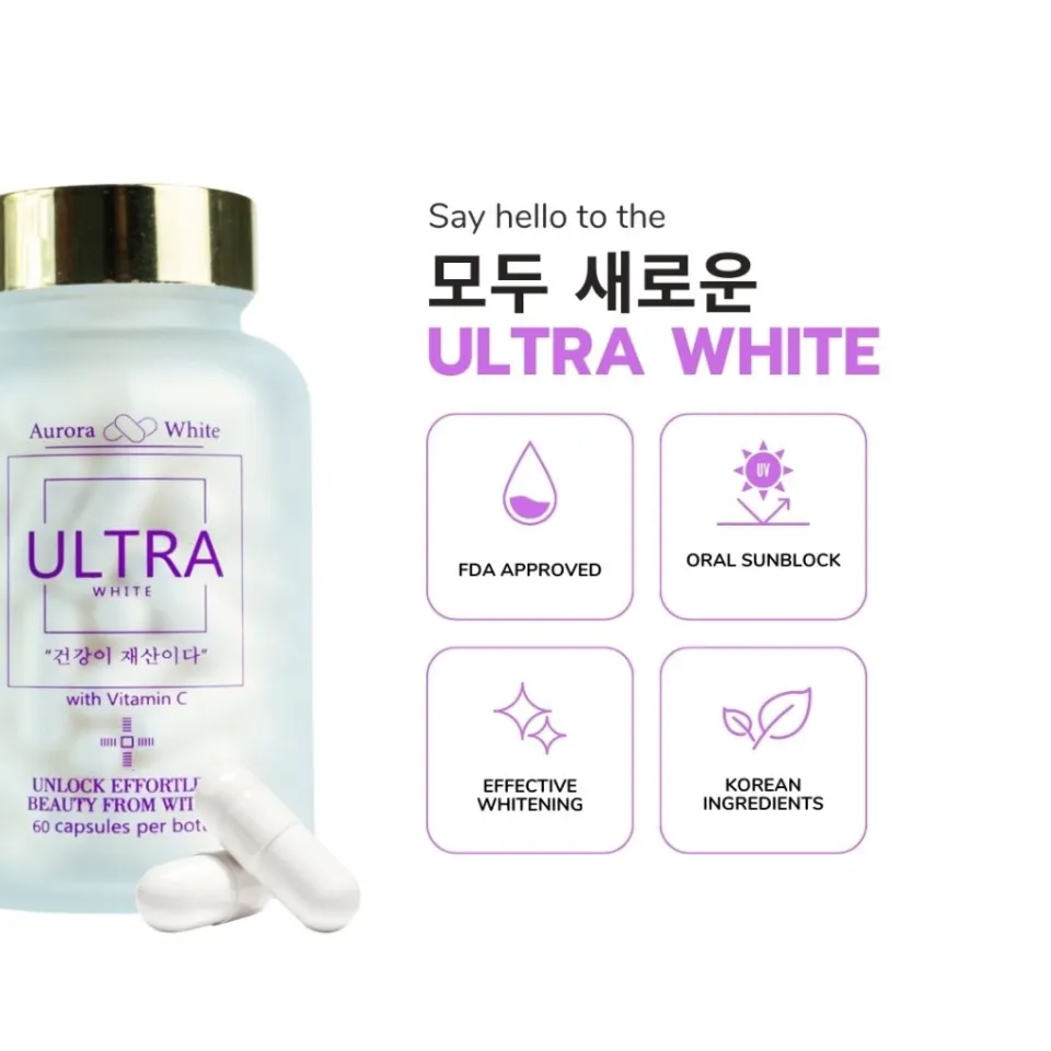 ULTRA White 650mg L- Glutathione Collagen Vitamin C Glowing Beauty  Supplement Capsules for Adult Korean Whitening Beauty Supplement Natural  Whitening Immune Boosting Capsules - Lazada | Lazada PH