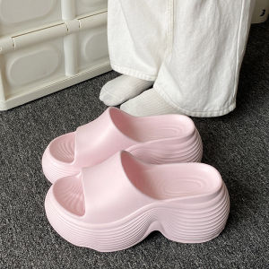 [Free Shipping] Thick-Soled Slippers For Women Outdoor Wear Fashionable EVA Height-Increasing Sandals Summer Soft-Soled Versatile Wavy One-Strap Wedge Heel WomenS Shoes