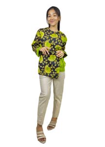 Putri Nasya - Atasan Batik Big Size Blouse Panjang Wanita SRN Kantor Formal Bahan Katun Baju Kerja Motif