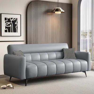 Foldable Leather Sofa Bed for Small Spaces Scratch Resistant 2 in 1 Convertible Sleeper