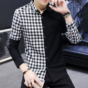 Áo sơ mi nam Sơ mi nam phối Kẻ CARO nổi bật với 2 màu cách điệu chất liệu Polyester không nhăn không nhàu không phai màu mã H38