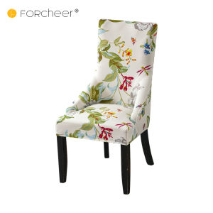 FORCHEER Printed Wingback Dining Chair Cover King Back Chair Slipcover Elastic Stretch Chair Protector for Dining Room Removable Washable 1Pc No Chair Included