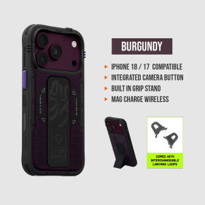 Skinarma Phantom Mag-Charge iPhone 18 Pro / Pro Max Phone Case with Grip-Stand Leatherette Back Exterior