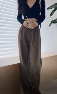 Quần Nữ Ống Rộng Phù Hợp Với Quần Với Quần Ống Đứng Rộng Cạp Cao