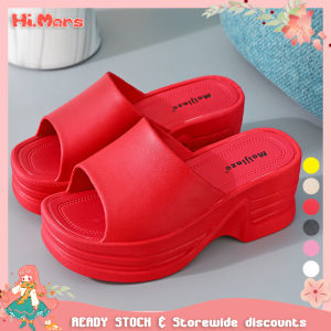 Hi.Mars New Fashion High Heel Sandal for Women Solid Color Peep Toe Thick Slippers Wedges