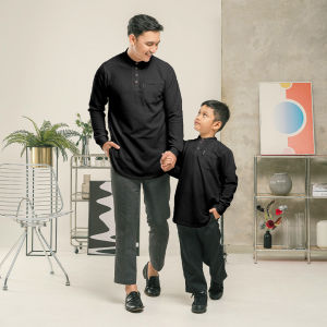 KHOIRUMMAH Koko Kurta Zain Couple - Koko Kurta Kasual Lengan Panjang - Black