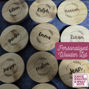 WOODEN LID Cup Cover Reusable Bamboo Mason Canning Lids Cup Cover for Glass LASER ENGRAVED for souvenirs