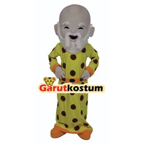 Kostum maskot badut fu lu shou kuning setelan fashion karnaval