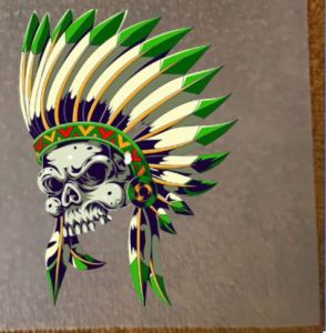 Hình ủi ép nhiệtHình in mẫu thiết kế -Logo Thổ Dân INDIAN SKULL-khuyến mãi-in pet chuyển nhiệt- ủi trực tiếp lên vải áo rất đẹp MJESTIC.CLO-Luck