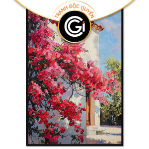 Tranh vẽ tường giàn hoa giấy phong thủy trừ tà hút tài lộc.Tranh treo tườngdán tường.CGI-1382