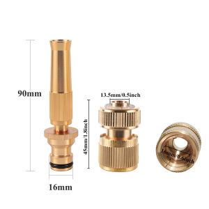 Spray Nozzle Brass Water Gun High Pressure Spray Quick Connect Adjustable Water Gun Garden Sprinkler Garden Lawn Plants Irrigation Tool Car Washing Spray Nozzle