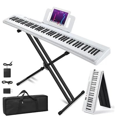 KAWES 88 Tuts Keyboard Piano Lipat Piano Digital Piano Listrik Semi-Berat Ukuran Penuh dengan Dudukan Musik Mikrofon