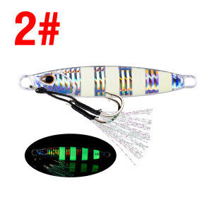 1Pc Laser Jigging Luminous Metal Slow Jig Casting Lure with Assist Hooks 3D Eyes 40g/60g/80g/100g/150g Sinking Artificial Hard Bait