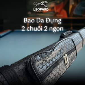 Bao Da Đựng 2 Chuôi 2 Ngọn Cơ Bida - Bao Da Đen Dập Nổi Sang Trọng - LEOPARD BILLIARDS