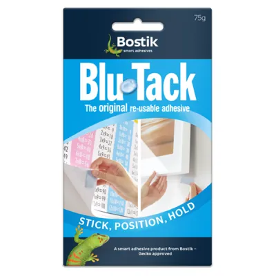 กาวดินนำ้มันสีฟ้า ไร้สารเคมีเหมาะสำหรับเด็ก Bostik Blu-Tack The Original Re-usable Adhesive 75 g. (Made in Australia)