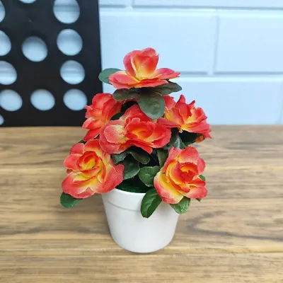 Wolf.id PBP107 Pot Bunga Mawar Plastik Dekorasi Rumah Kantor Tanaman Hias Artifisial Mini Pajangan Ruangan Tamu Ornamen Rose Flower Mini Cantik [BISA COD]