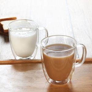 DELWINS Durable Unique Clear Cappuccino Latte Glass Cup Kitchen with Handle Drinkware Espresso Coffee Mug Dinking Glasses Tea Cup Insulated Glass Cup