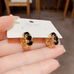 Fashionable Ring Gift 高级感锆石双面两戴设计几何耳扣女独特个性轻奢镶钻圈圈耳环耳饰