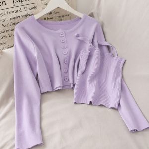 PRETTY STYLES - 2in1 SET COME RIB Fashion Set Tanktop Cardigan Wanita Terkini