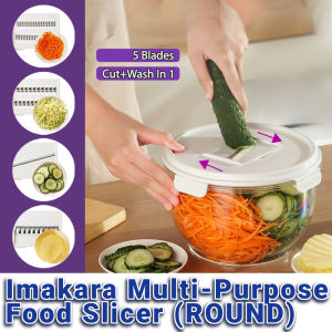 🔥Imakara Multi-Purpose Food Slicer (ROUND) for Fruits / Vegetable / Potato 🔥 5 Blades