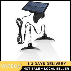 Double-Head Solar LED Shed Lights Indoor IP65 Waterproof LED Solar Pendant Lights for Chicken Coop Garden Patio and Barn
