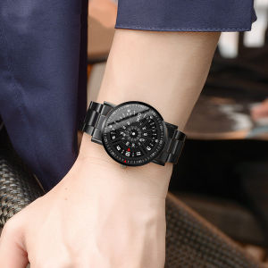 OPK นาฬิกาแฟชั่นสําหรับชายสีดําเดิมโลหะกันน้ําไม่ขึ้นสนิม/หนังใหม่ Cool Concept Creative Luminous Dial