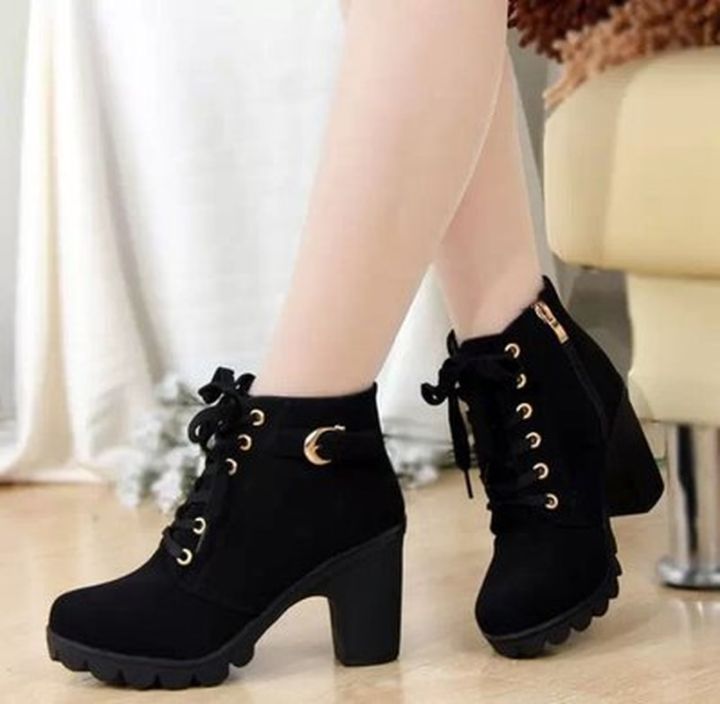 Autumn Winter Woman Boots Women Shoes Ladies Thick Heeled Ankle Boots Women High Heel Platform Ruer Shoes Snow Boots Lazada Singapore