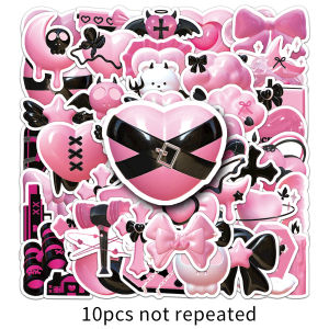 50PCS Cartoon 3D Black Pink Ins Style Sticker Cute Creative Girly Heart Graffiti Waterproof Decorative Suitcase  Car Motorcycle Helmet Motorcycle Sticker