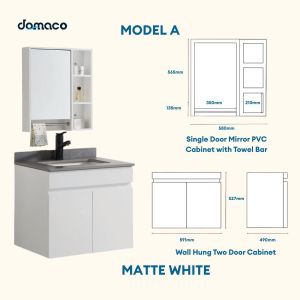 Baron A107-ST SS Basin Cabinet Solid Top & Heavy Duty Vanity w/ Sintered Stone Top Top Mount Basin & Mirror Cabinet Set