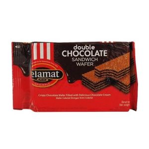 Camilan Makanan Ringan Biskuit Wafer Selamat 145 Gram & 45 Gr Varian Chocolate Double Choco Black Vanilla Sandwich Biscuit 102 Gr Varian Chocolate Golden Black Vanila