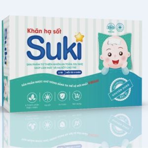 Khăn hạ sốt Suki cao cấp – 25 khăn/hộp – Làm mát nhanh không cồn đạt chuẩn y tế cho trẻ sơ sinh