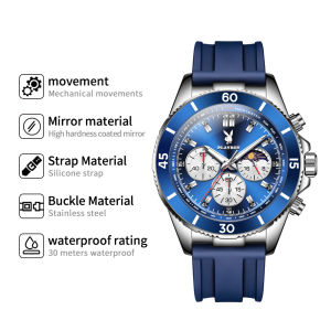 PLAYBOY watch for men 100% original waterproof chronograph moon phase luminous calendar fashion silicon strap