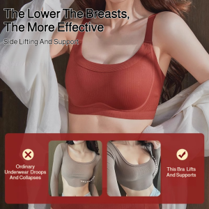Red Seamless Large Chest Minimizing Bra for All Year Women  Supportive Style  Anti-Sagging  Breast Lift  Comfortable Fit