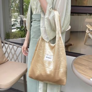 BELLERY Luxury Satin Silk Tote Bag Large Capacity Elegant Simple Shoulder Bag Fashion Design Foldable Underarm Shopping Bag Outdoor