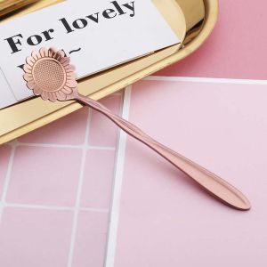 ANGY  Vintage Rose Red Tableware for Sugar Ice Cream Coffee Dessert Stainless Steel Mixing Spoon Teaspoon Soup Spoon Cutlery Set Flower Spoon Set