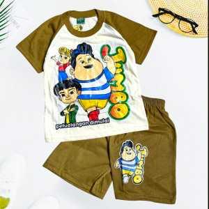 Setelan Kaos dan Celana Anak Laki-Laki Motif Soccer–Jumbo Boy Usia 1 Sampai 10 Tahun Bahan Katun
